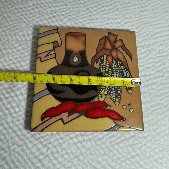 Masterworks Handcrafted Ceramic Tile Trivet Southwestern Design & Chili Peppers - Picture 8 of 8